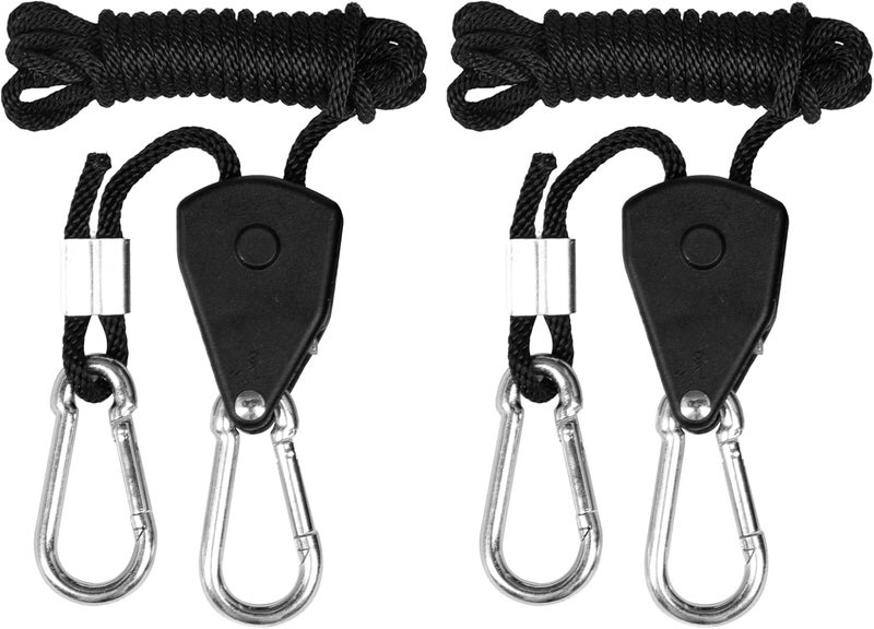 I-Power 1-Pair 1/8 Inch Adjustable Rope Hanger, Heavy Duty Grow Light Hangers with Reinforced Metal Gears, 8Ft Long & 150lbs Weight Capacity for Growing Lamp, Inline Fan, Filters - Image 1